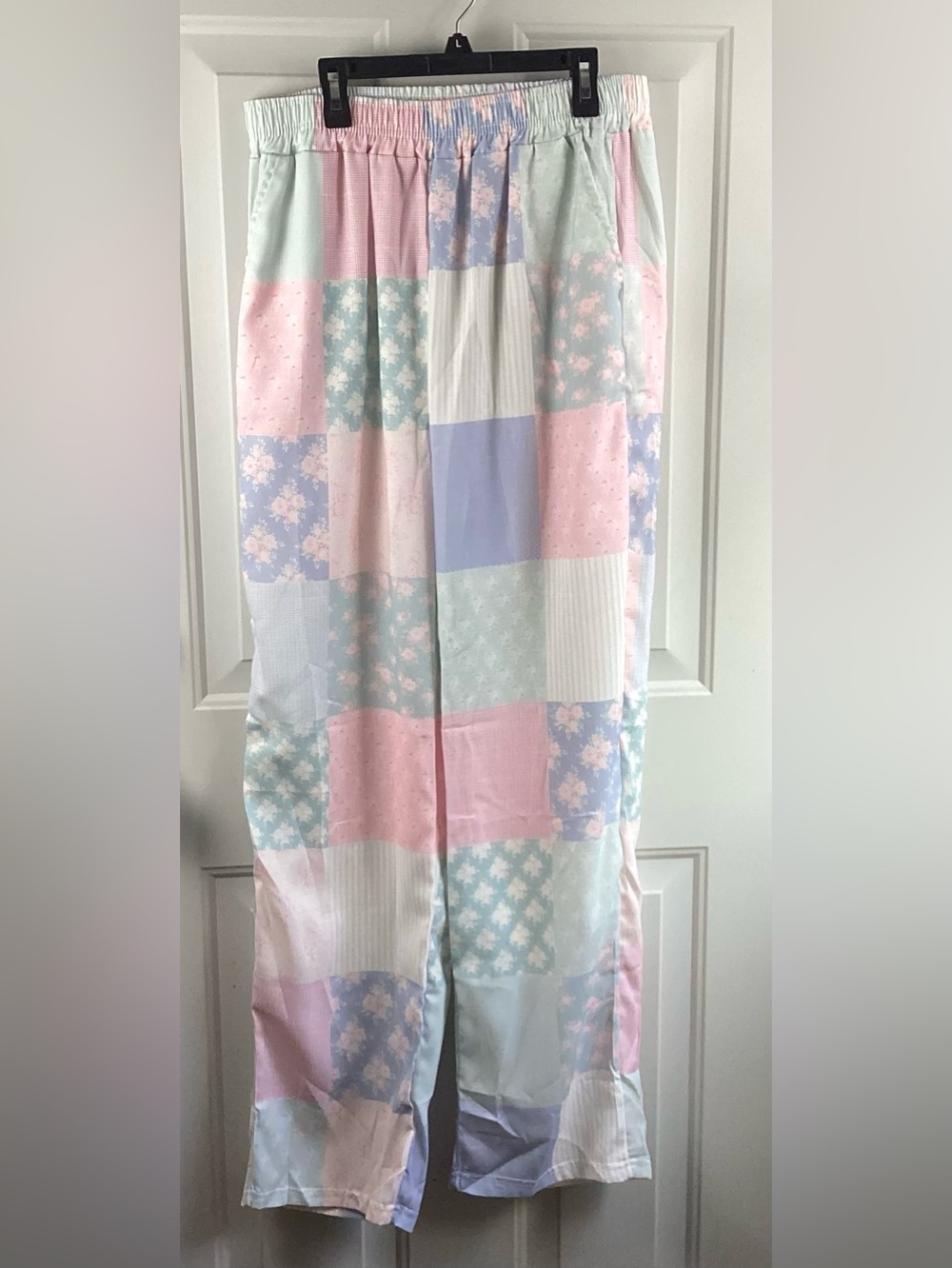 Kids Pastel Patchwork Pajama Pants - Pink & Blue